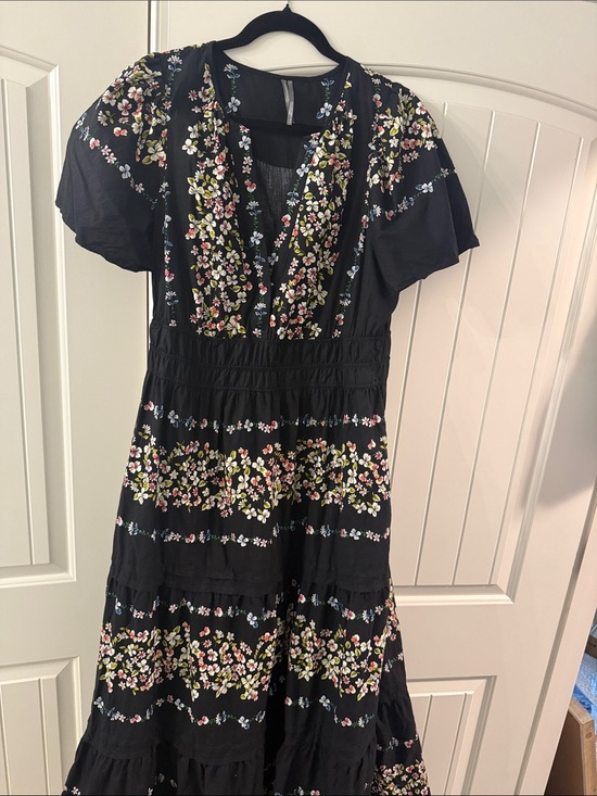 Anthropologie Dresses & Skirts - Anthropologie Black Floral Tiered Midi Dress